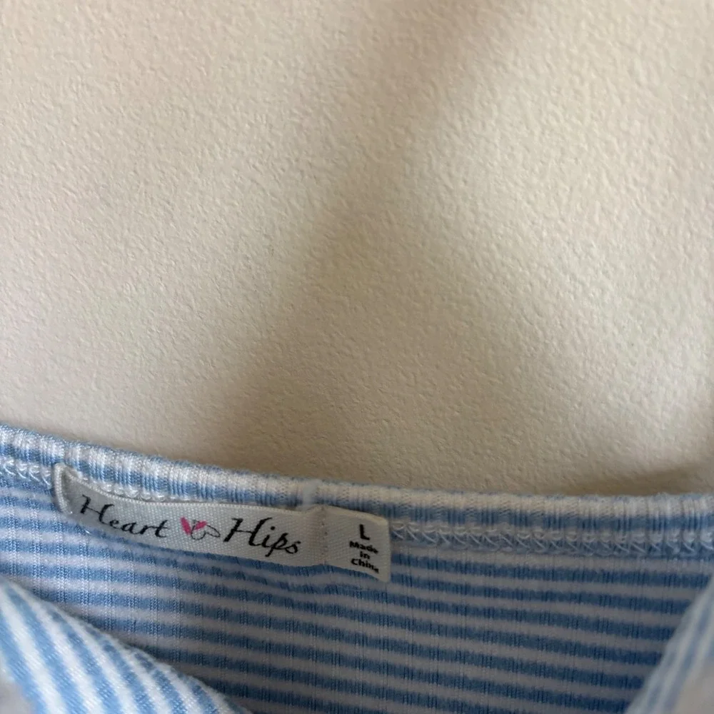 Heart & Hips Blue Gingham Lace Trim Cami Top Ribbed Coquette Bow Large